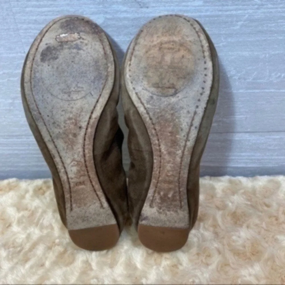 Tory Burch Caroline 2 Brown Suede Ballerina Flat Size 6M